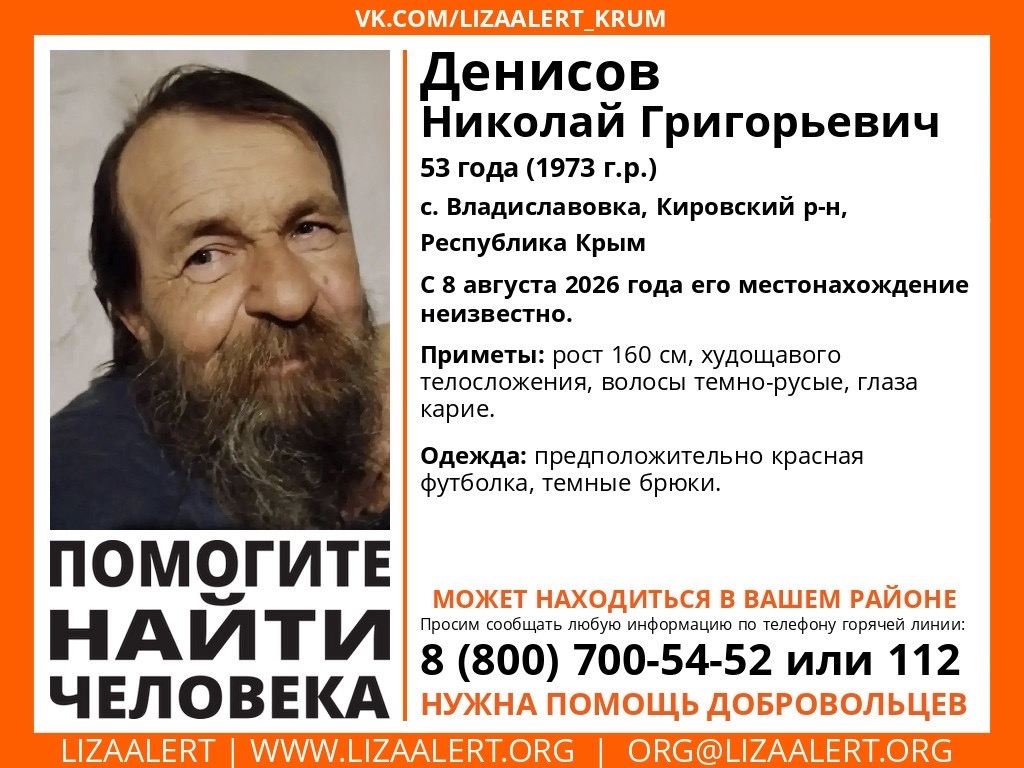 В Крыму пропал 53-летний мужчина
