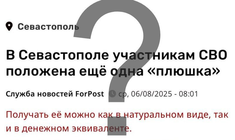 Участники СВО рискуют своими жизнями за «плюшки» — так считает севастопольский сайт ForPost